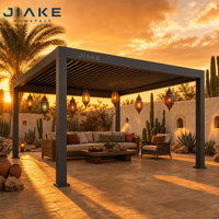 Jiake 6063-T5 Aluminium-Pergola mit Motorisiertem Lamellendach für Wüstenoase Hinterhof Garten Terrasse Pavillon Gartenlaube