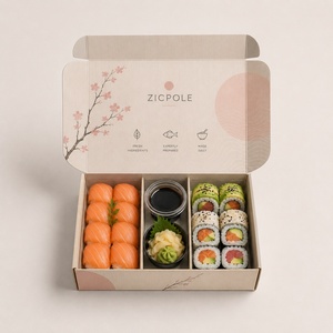 Boîte <span class=keywords><strong>à</strong></span> <span class=keywords><strong>sushi</strong></span> <span class=keywords><strong>à</strong></span> emporter personnalisée de qualité alimentaire <span class=keywords><strong>à</strong></span> deux compartiments pour rouleaux de <span class=keywords><strong>sushi</strong></span>, coupelles de sauce, aliments froids et emballages de restaurant - Product Image 1