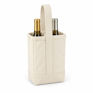 Sac fourre-tout pour 2 bouteilles de vin en toile avec séparateur 18x9x35cm 12oz, sac cadeau personnalisé avec logo sérigraphié pour cave à vin, fêtes et événements en gros - Product Image 1