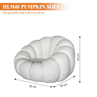 HLM48 Fauteuil de Loisirs Moderne Pivotant en Tissu Bouclé Premium Blanc Nordique, Forme Citrouille, pour Salon, Chambre et Hôtel
