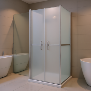 Puerta de Ducha Esmerilada de 39.8x74.8 Pulgadas con Marco Plateado, Vidrio Templado, Apertura con Bisagras, Diseño Rectangular Minimalista, Impresión Láser - Product Image 2