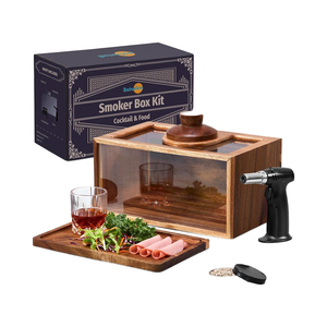 Kit de Ahumador de Bourbon Moderno y Ecológico de Acero Inoxidable y Melamina para Regalo de Hombre, Pistola para Ahumar Whisky, Bandeja para Alimentos, Virutas de Madera, Bar - Product Image 1