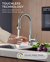Robinet de cuisine moderne en acier inoxydable HLK Factory avec capteur, valve en céramique, sans contact, monocommande, gris anthracite, pour usage en cuisine