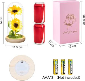 ของขวัญวันวาเลนไทน์สำหรับผู้หญิง ดอกไม้ประดิษฐ์สำหรับคุณแม่ แฟน ภรรยา ดอกทานตะวันในโดมแก้ว - Product Image 2
