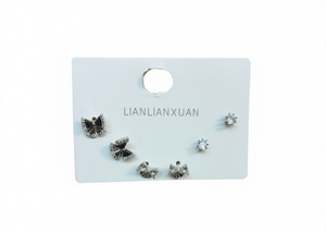 Orecchini a forma di farfalla in argento Lianlianxuan con strass di cristallo per regalo da donna, gioielli di moda - Product Image 1