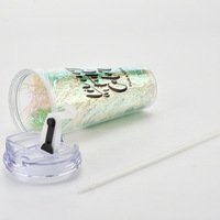 650ml 이중벽 투명 스노우볼 텀블러 PC 아크릴 DIY 컵 뚜껑 빨대 식품 등급 진공 단열 오피스 컵 파티 행사용