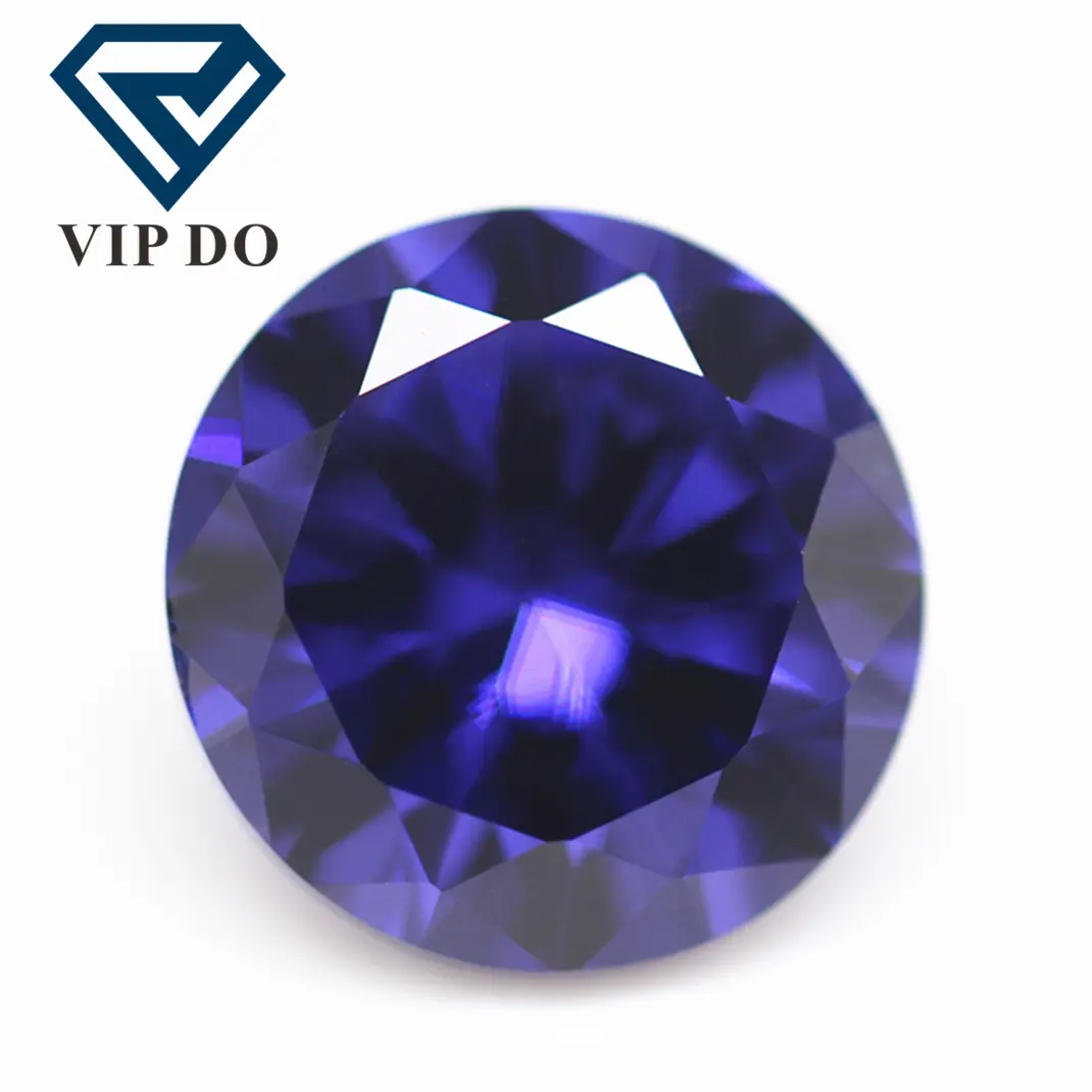 5A quality 0.8mm-12mm round cut light tanzanite/tanzanite cubic zirconia loose gemstones 8h & 8a synthetic CZ diamond cut stones