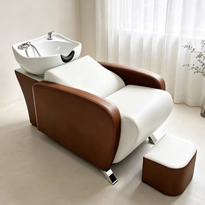 Lettino Lavatesta Minimalista di Lusso in Ceramica per <span class=keywords><strong>Parrucchieri</strong></span> <span class=keywords><strong>e</strong></span> Barbieri, con Funzione Semi-reclinabile per Saloni di Bellezza - Product Image 2