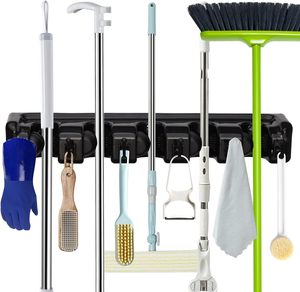 Wholesale Broom Holder Wall Mount Mop Organizer Storage <b>Tool</b> Racks Stainless Steel <b>Hooks</b> Non-slip for Home Kitchen Garden - Product Image 1