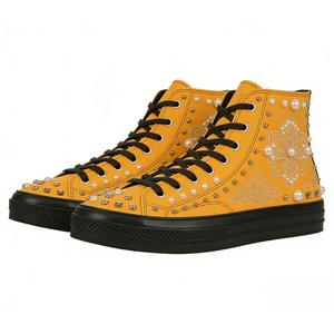 รองเท้าผ้าใบแฟชั่นผู้หญิงแบบกำหนดเองได้  รองเท้าผ้าใบหุ้มข้อสูง  รองเท้าผ้าใบผู้ชายสไตล์เรโทร  รองเท้าผ้าใบลำลองหนังวัว - Product Image 3