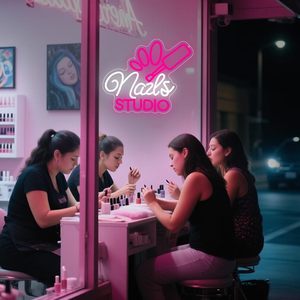 Nail salon LED neon <b>sign</b> USB powered transparent acrylic board shop window ambient light signage luminous letters customizable - Product Image 4