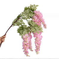 Fleurs artificielles suspendues de haute qualité 3 branches glycine artificielle pour plafond de mariage