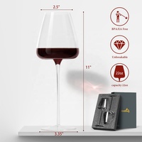 Verre à vin en cristal sans plomb CnGlass - Design moderne de luxe, forme de flûte, fabriqué à la main, écologique, capacité de 650 ml, compatible lave-vaisselle