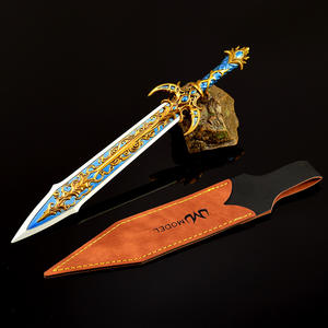 Espada de alma imperial azul dorada de 22cm, todo el Metal se puede personalizar, espada de juguete, llavero de espada sin cortar de seguridad, colección de artesanía de Metal - Product Image 2