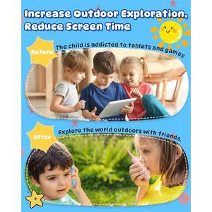 Cnyrbt Lot de 2 talkies-walkies vidéo rechargeables, jouets interactifs pour tout-petits, changeur de voix, autonomie de la batterie de 3,5 heures, bleu/rose - Product Image 6