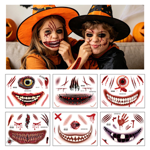 <span class=keywords><strong>Tatuaggi</strong></span> Temporanei Impermeabili Spaventosi all'Ingrosso, Adesivi per Trucco con Sangue, <span class=keywords><strong>Tatuaggi</strong></span> Horror per Halloween con Bocca Grande - Product Image 1
