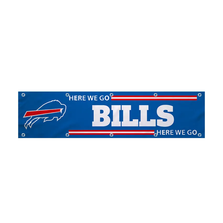 Buffalo faturaları promosyon özelleştirilmiş futbol taraftarları 2x8ft bayrak NFL yüksek kalite hediye adam mağara afiş