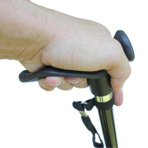 Bastón antideslizante de aleación de aluminio, altura telescópica ajustable para personas mayores, bastones de senderismo, color negro - Product Image 3