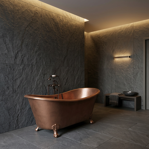 Bañera independiente de cobre con patas de gato, rectangular, para inmersión, de metal, para el hogar y hoteles - Product Image 1