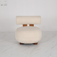 Fauteuil d'appoint moderne de luxe nordique en bouclette pour chambre d'hôtel, salon ou maison, avec structure en bois