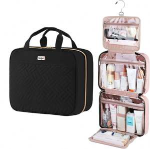Large Capacity Custom Makeup <b>Wash</b> <b>Bag</b> Water-Resistant Material <b>Hanging</b> Design for <b>Women</b>"s Travel Toiletry Cosmetic Storage - Product Image 1
