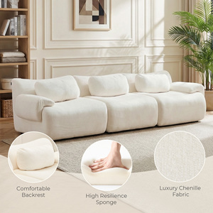 Contemporary Three-Seater Modular Sectional Sofa Vacuum Packed Chenille Pillow Back No Assembly Leisure Couch for Living Room - Product Image 3