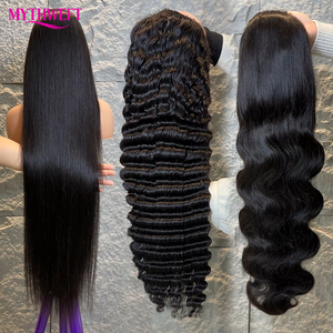 วิกผมลูกไม้ HD แบบไม่ต้องใช้กาว 13x4 ผมตรงแบบตัดตรง ผมอินเดียแท้แบบดิบ  แบบดับเบิ้ลดรอน ผมบริสุทธิ์ สีดำ  ลูกไม้โปร่งใสสำหรับผู้หญิง - Product Image 4