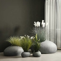 Pots à fleurs en pierre, jardinières en fibre de verre, décoration de jardin et de maison, pot de plante, style nordique créatif, grand modèle, intérieur/extérieur, style campagnard, sculpté à la main