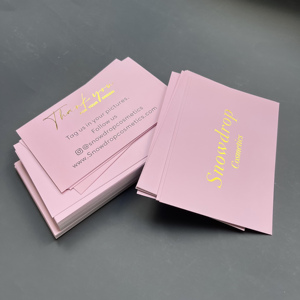 Tarjeta de agradecimiento rosa personalizada con estampado en caliente de logotipo en lámina dorada, tarjetas de reconocimiento empresarial de lujo para pequeñas empresas, empaques de cosméticos - Product Image 3
