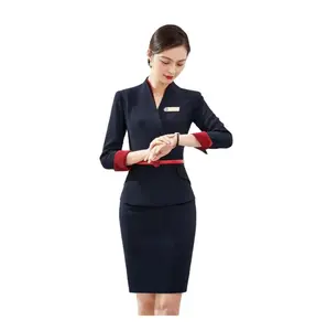 Hochwertige sommer business büro hotel personal leitender aufseher uniform frauenkleider anzüge jacke und hose