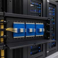 Kehilangan Penyisipan Rendah ≤0.2dB 8 Core LC/UPC Adaptor Serat Optik Mode Tunggal Selubung Keramik Tanpa Flensa Biru Kehilangan Balik ≥50dB