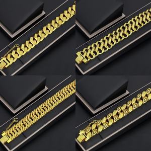 Jxx Men's Hip Hop 14K/24K Gold Plated Heavy Charm Bracelet Brass Cuban Link <b>Chain</b> for Parties Trendy Jewelry - Product Image 1