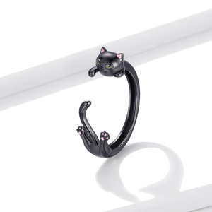 Anillo de Cobre con Forma de Gato Negro, Diseño Animal Sencillo, Joyería Unisex de Moda para Uso Diario, 2.4g, Talla Estándar - Product Image 1