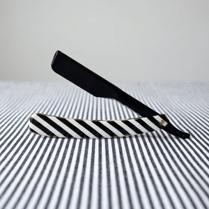 Rasoir droit élégant KENTT de haute qualité, manche rayé noir et blanc, lame en acier inoxydable, non jetable, pour salon de coiffure - Product Image 4