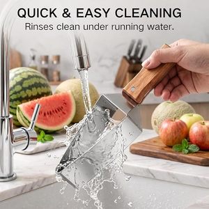 Stainless Steel Manual Cake <strong>Server</strong> Wooden Handle Multi-functional Fruit Slicer Knife Watermelon Melon Pizza Pastry Bakery <strong>Tools</strong> - Product Image 6