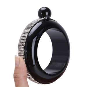 Petaca <span class=keywords><strong>de</strong></span> Pulsera <span class=keywords><strong>de</strong></span> Acero Inoxidable 304 <span class=keywords><strong>de</strong></span> 3.5 oz <span class=keywords><strong>de</strong></span> Yiwu Qianxun con Decoración <span class=keywords><strong>de</strong></span> Cristal para Mujeres y Niñas, Regalos para Bodas y Fiestas - Product Image 4