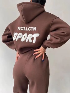 Conjunto de <span class=keywords><strong>Sudadera</strong></span> con <span class=keywords><strong>Capucha</strong></span> y Pantalones Deportivos con Logotipo Personalizado de Otoño, Traje Deportivo de Dos Piezas para Mujer, Pantalones Deportivos y <span class=keywords><strong>Sudadera</strong></span> con <span class=keywords><strong>Capucha</strong></span> - Product Image 2