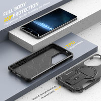 Étui magnétique pour Samsung Galaxy S24 S26 Ultra, coque de téléphone antichoc avec béquille cachée, protection intégrale 360° en PC et TPU mat