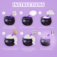 Nicro Télécommande 8 Modes Lumière LED DIY Seau Magique Sorcière avec Boule Effervescente Décorations Lumineuses Maison Hantée Halloween
