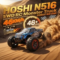 HOSHI N516 1/10 4WD RC Monster Truck, double moteur 390, 46 km/h, voiture RC tout-terrain supersonique, double vitesse, 2 batteries, jouet RTR