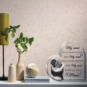 Cadeau de <span class=keywords><strong>deuil</strong></span> Branche d'arbre de bricolage Décoration de bureau en acrylique Ailes d'ange <span class=keywords><strong>Plaque</strong></span> de <span class=keywords><strong>deuil</strong></span> en acrylique en forme de coeur - Product Image 6