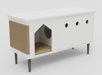 Modern Şık MDF Kedi Tuvaleti, Halat Dekorlu Çıkarılabilir Tırmalama Tahtası ile Ev Ofis Yatak Odası Oturma Odası Daire Villa için