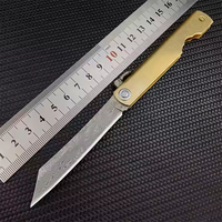 Couteau pliant damas poignée en cuivre poche tactique couteau de chasse en plein air survie Camping Cuchillo