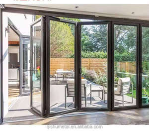 Puertas Plegables de Aluminio para Patio, <span class=keywords><strong>Tipo</strong></span> Acordeón, Insonorizadas, Acabado Negro, Certificación CE, para Cocina, Sala de Estar y Exteriores - Product Image 6