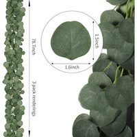 Guirlande artificielle d'eucalyptus, fausses feuilles d'eucalyptus, verdure pour mariage, fête, table, cheminée, mur, décoration intérieure