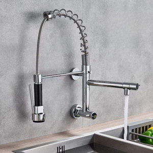 <span class=keywords><strong>Robinet</strong></span> de cuisine mural à eau froide, pivotant à 360°, avec douchette extractible à ressort et pulvérisateur haute pression - Product Image 3