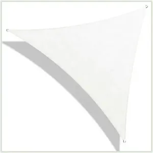 White Triangle Sun Shade Sail Canopy Mesh Fabric UV Block & Water Air Permeable