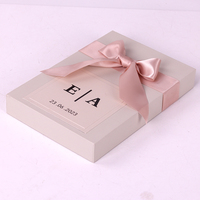 Boîte-cadeau d'invitation de mariage de luxe de conception créative joli papier mat avec nœud de ruban emballage de carte de mariage de bonbons et de chocolat