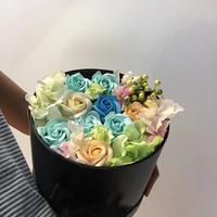 Peinture transparente couvercle de fermeture séparé cylindre rond ruban rigide bouquet de fleurs boîte de papier cadeau de mariage avec fenêtres en PVC