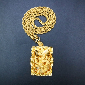 생생한 동물 용 디자인 24k 금도금 보스 펜던트 목걸이 로프 체인 남성용 주얼리 선물 - Product Image 5